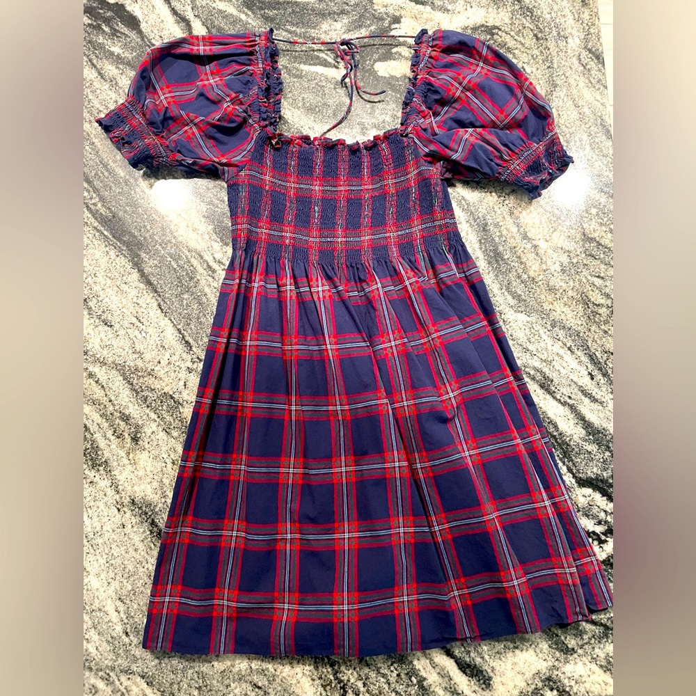 HILL HOUSE HOME - Athena Nap Dress, XS navy tartan